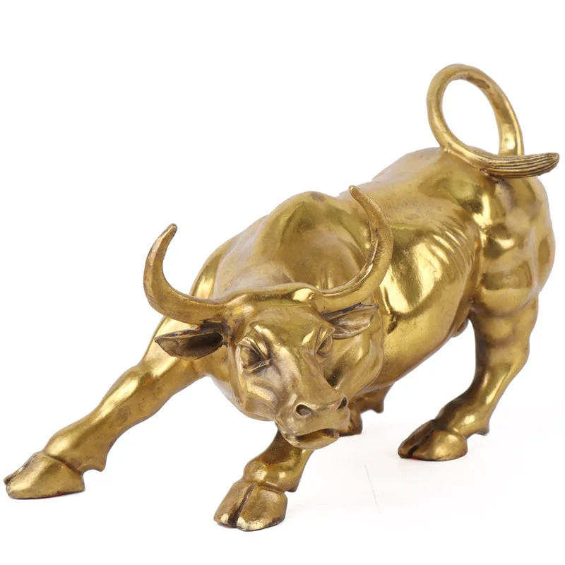 Home Office Marketing - Gold Brass Charging Stock Market Bull