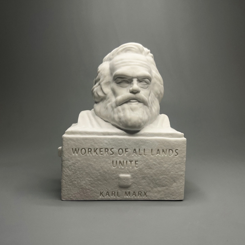 Home Office With Library - Karl Marx Plaster Bust Sculpture Desktop