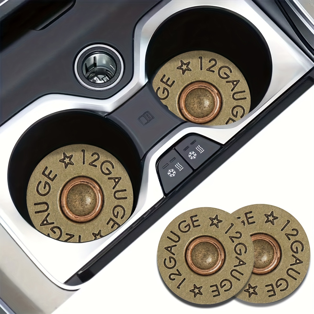 Desk Mat Leather - 2-Pack Bullet-Shaped Design Car Cup Mats,