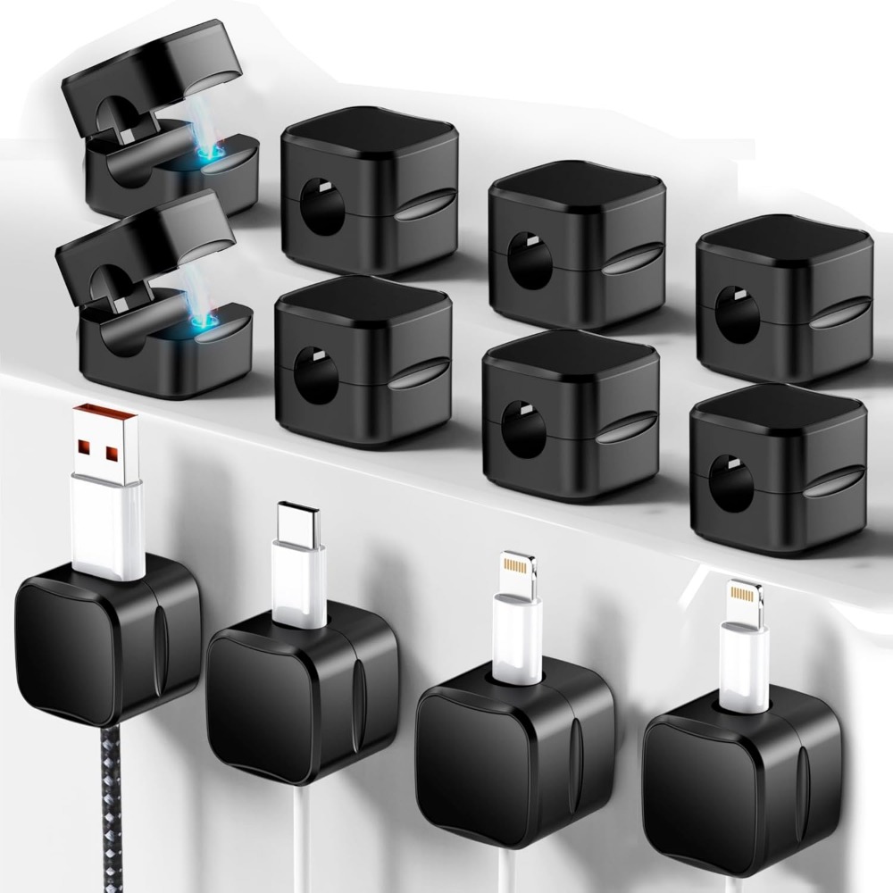 Cable Management Box - Magnetic Cable Clips for Cord Management: