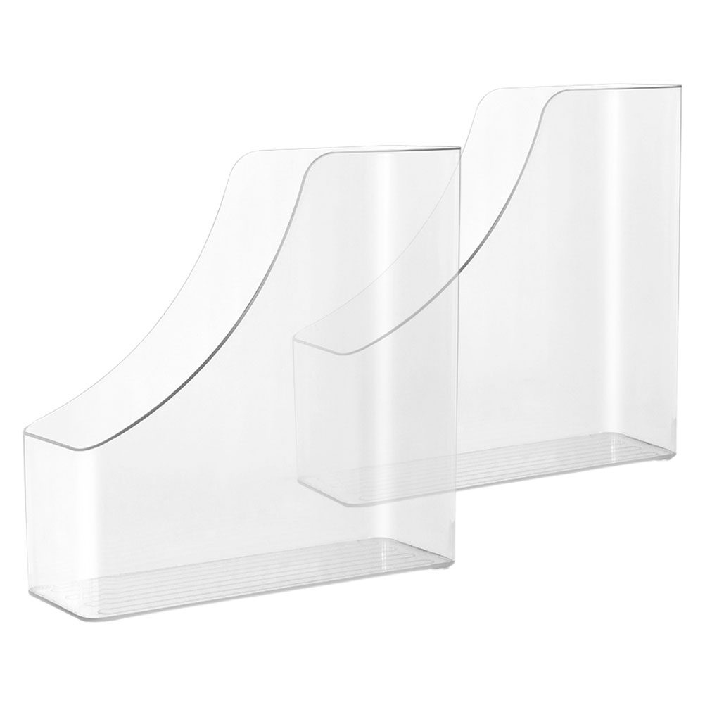 Home Office With Library - 2Pcs Clear File Boxes Transparent Desktop