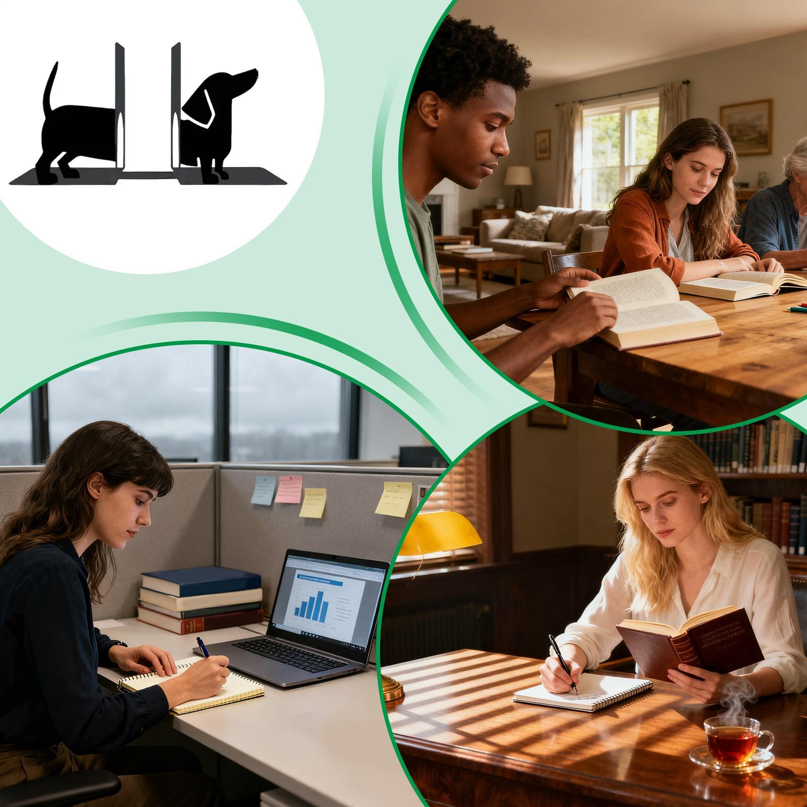 Home Office With Library - Decorative Bookends Metal Stopper Holder Animal