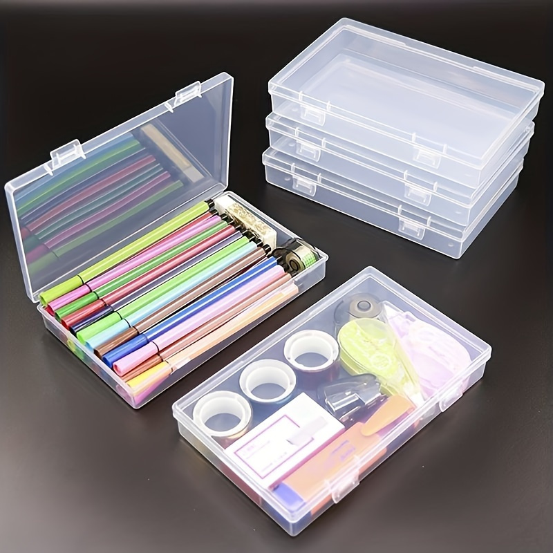 Home Office Freelancer - 3pcs Transparent Stationery Boxes: Rectangular Clear