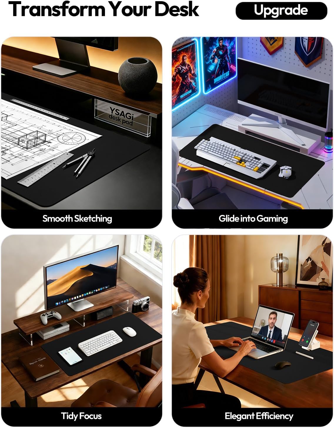 Large PU Leather Desk Pad Prot - đánh giá và giá Desk Mat Leather