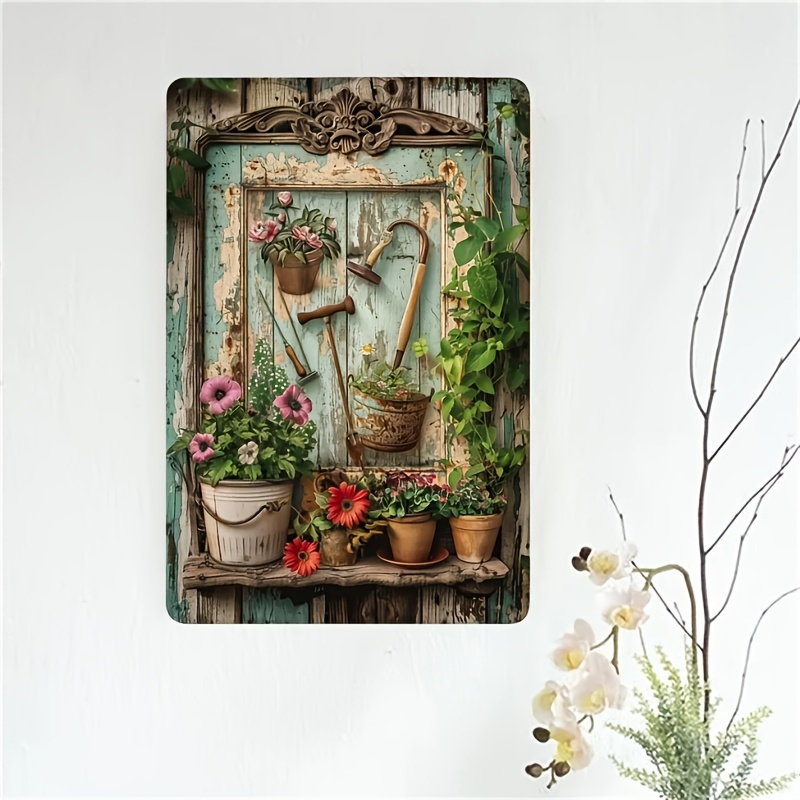 Vintage floral metal tin signa - đánh giá và giá Home Office With Library