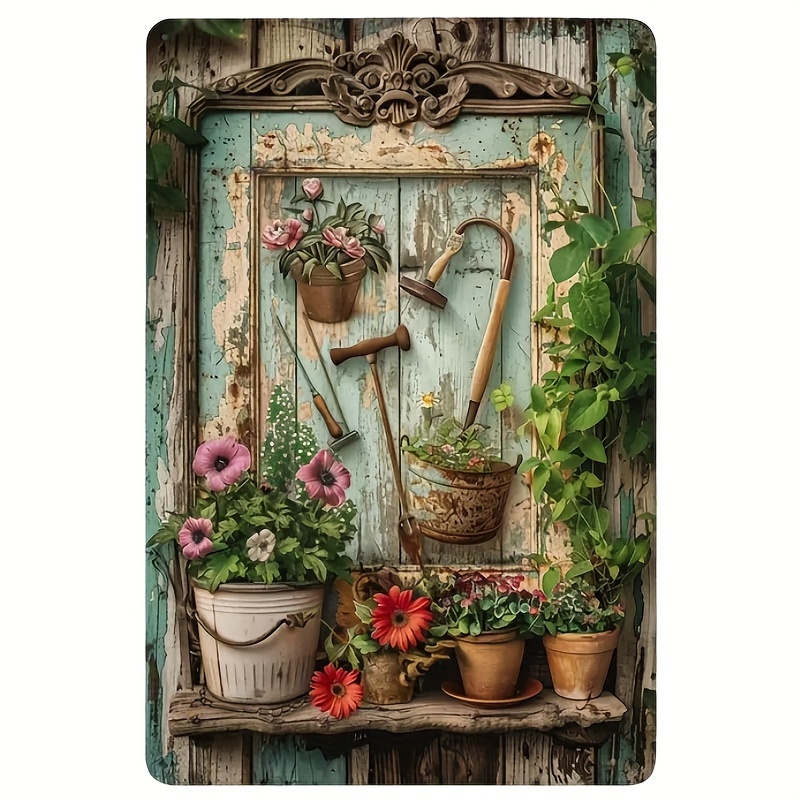 Vintage floral metal tin signa - đánh giá và giá Home Office With Library