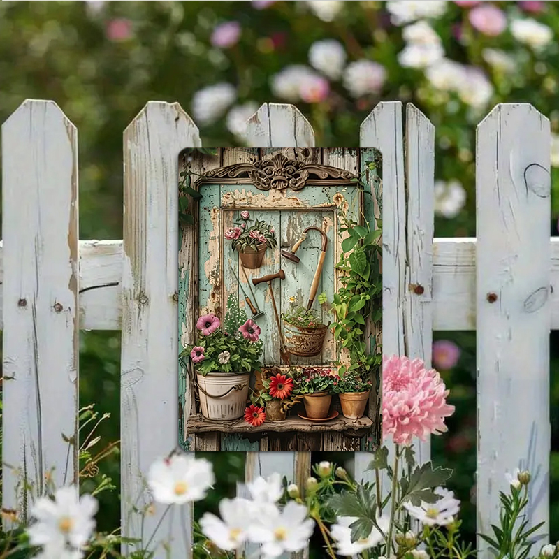 Vintage floral metal tin signa - đánh giá và giá Home Office With Library