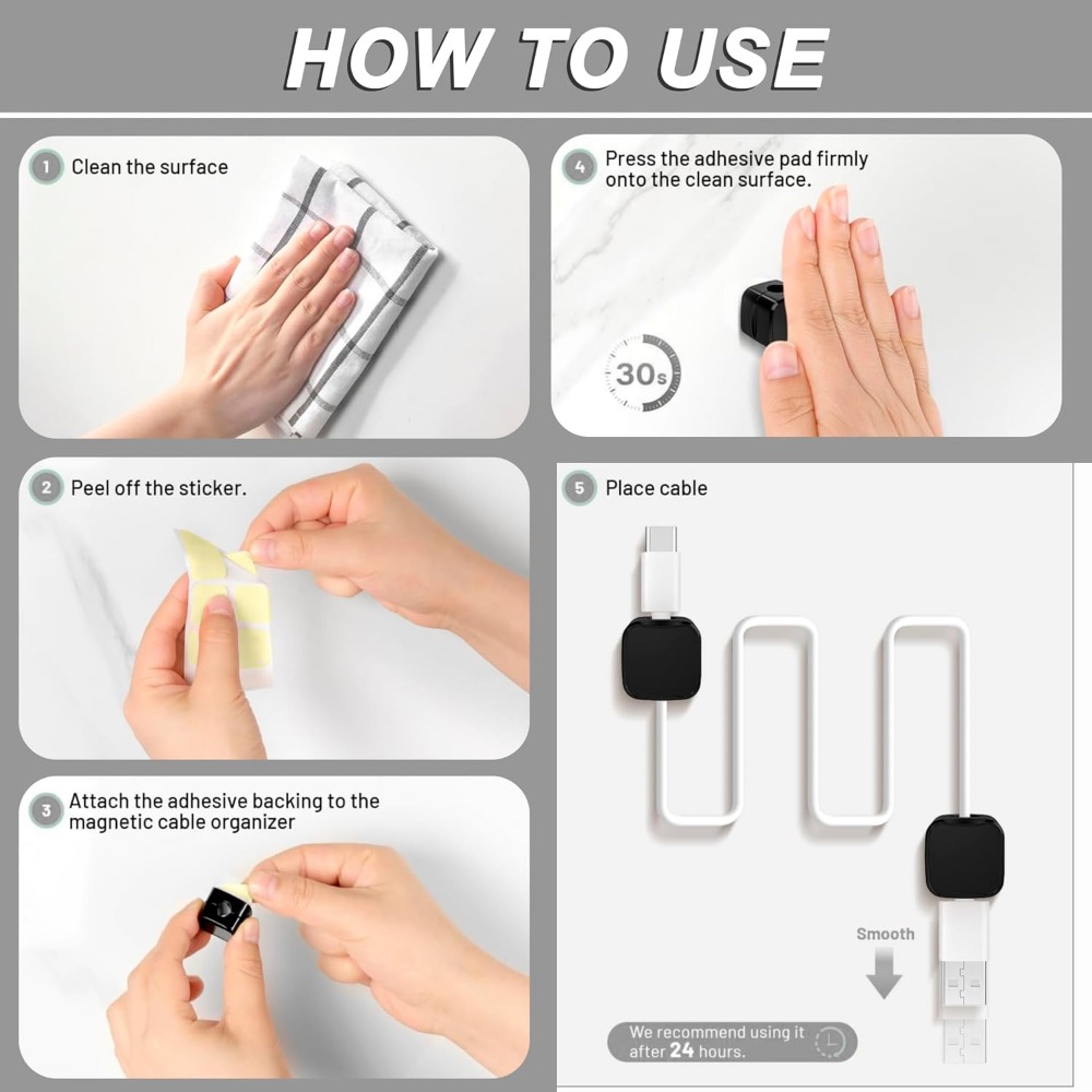 Magnetic Cable Clips for Cord  - đánh giá và giá Cable Management Box
